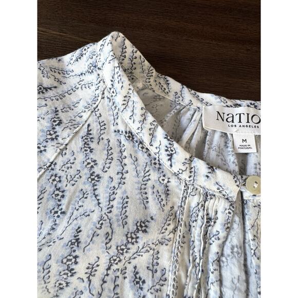 Nation Ltd Florence Blouse Balloon Sleeve Porcelain Floral Vines M - Picture 3 of 12